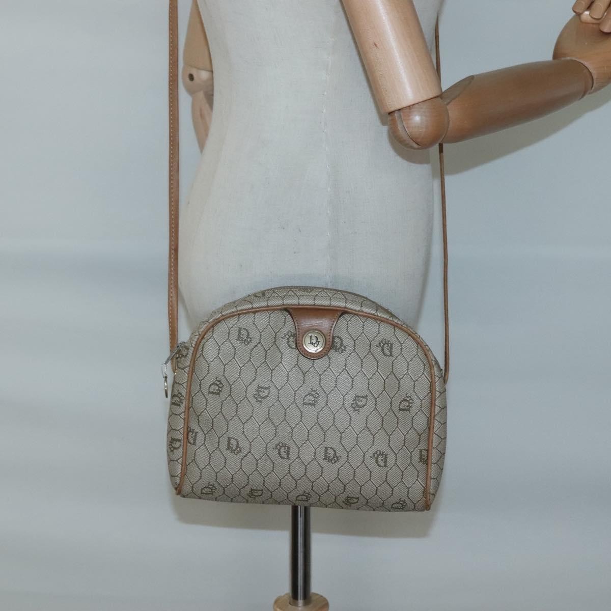 Christian Dior Vintage Honeycomb Shoulder Bag Canvas, BEIGE, CANVAS, Shoulder bag