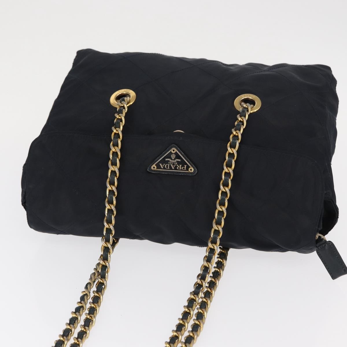 Prada Chain Shoulder Bag Tessuto, Navy, Nylon, Shoulder Bag
