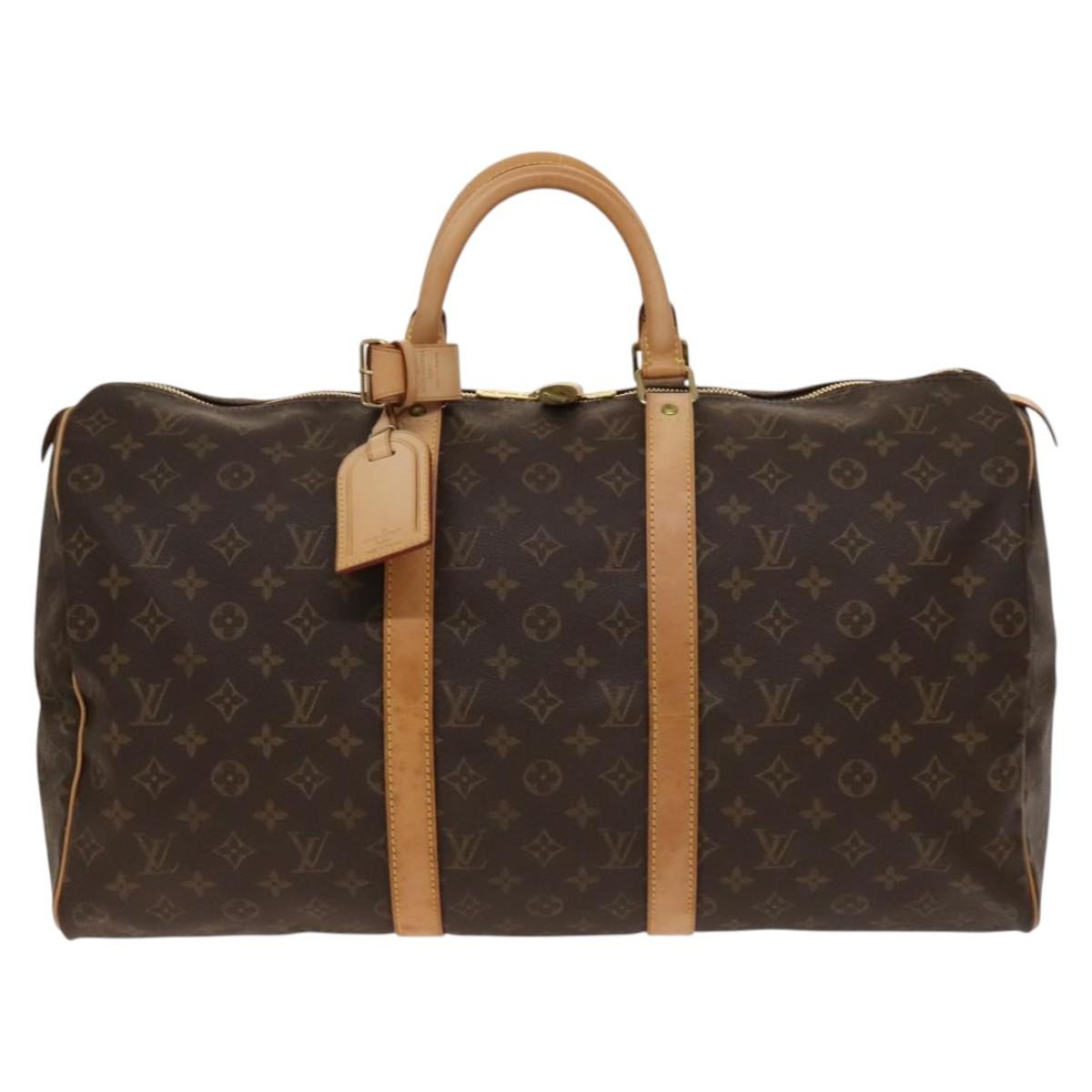 Louis Vuitton Keepall Bag Monogram Canvas, BROWN, CANVAS, Travel bag