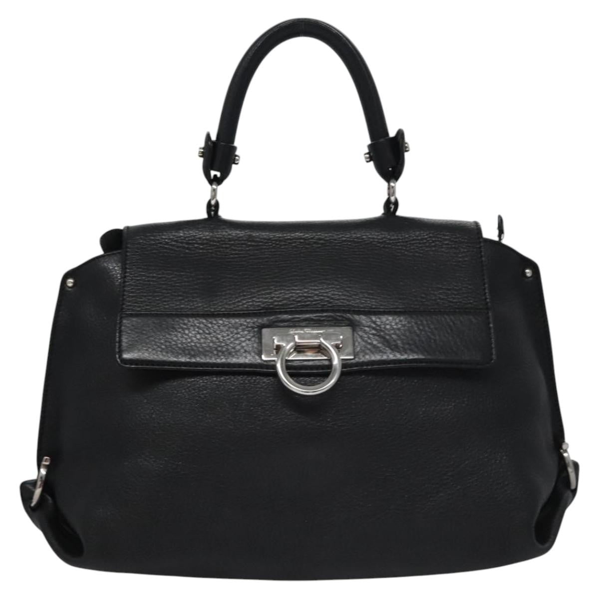 Salvatore Ferragamo Sofia Satchel Leather, BLACK, LEATHER, Handbag