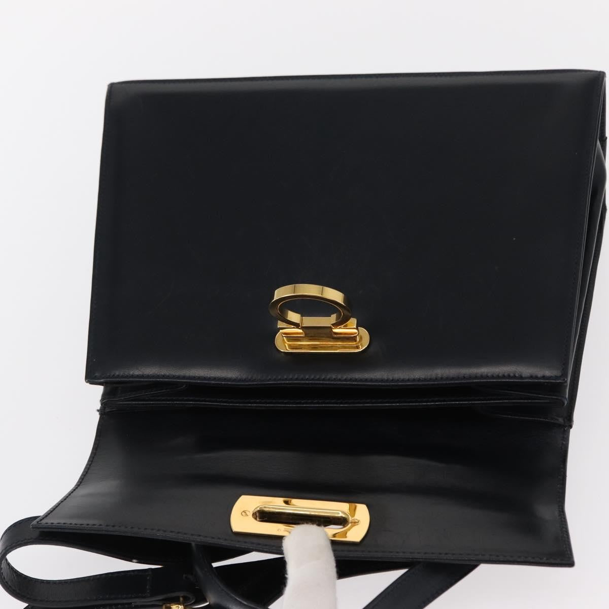 Salvatore Ferragamo Convertible Top Handle Bag Leather, NAVY, LEATHER, Handbag