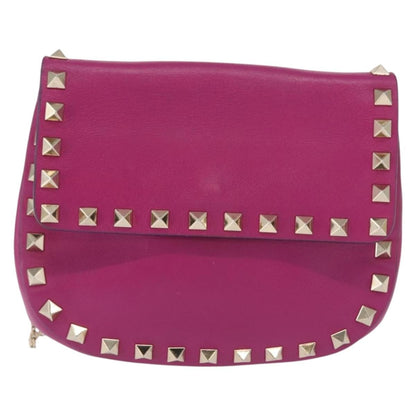 Valentino Garavani Rockstud Saddle Crossbody Bag Leather, PINK, LEATHER, Clutche & pouche