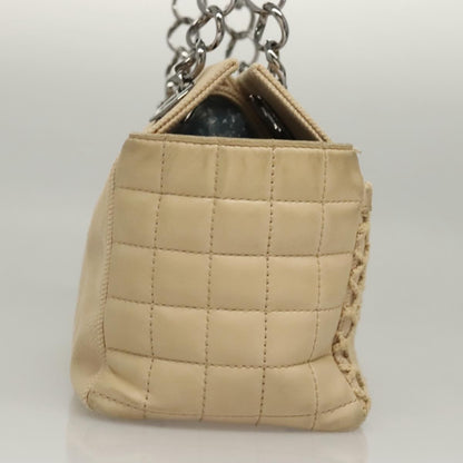 Chanel Vintage Chocolate Bar Tote Quilted Canvas, Beige, Canvas, Handbag
