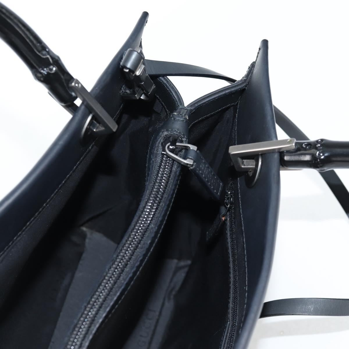Gucci Bamboo Top Handle Convertible Tote Leather, BLACK, LEATHER, Tote bag