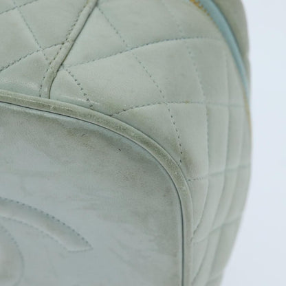 Chanel Cosmetic Case Quilted Lambskin, BLUE, LEATHER, Toiletry Case