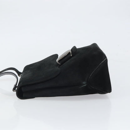 Salvatore Ferragamo Vala Shoulder Bag Suede, BLACK, SUEDE, Shoulder bag