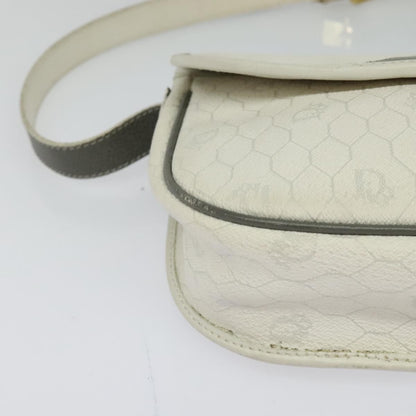 Christian Dior Vintage Honeycomb Flap Crossbody Bag Coated Canvas, WHITE, CANVAS, Crossbody bag