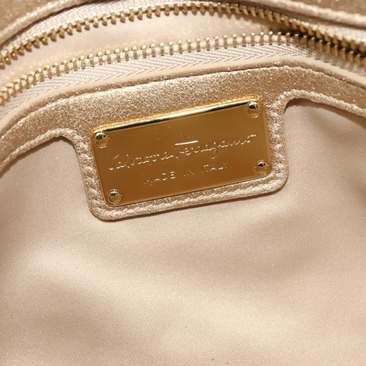 Salvatore Ferragamo Vala Shoulder Bag Leather, GOLD, LEATHER, Shoulder bag