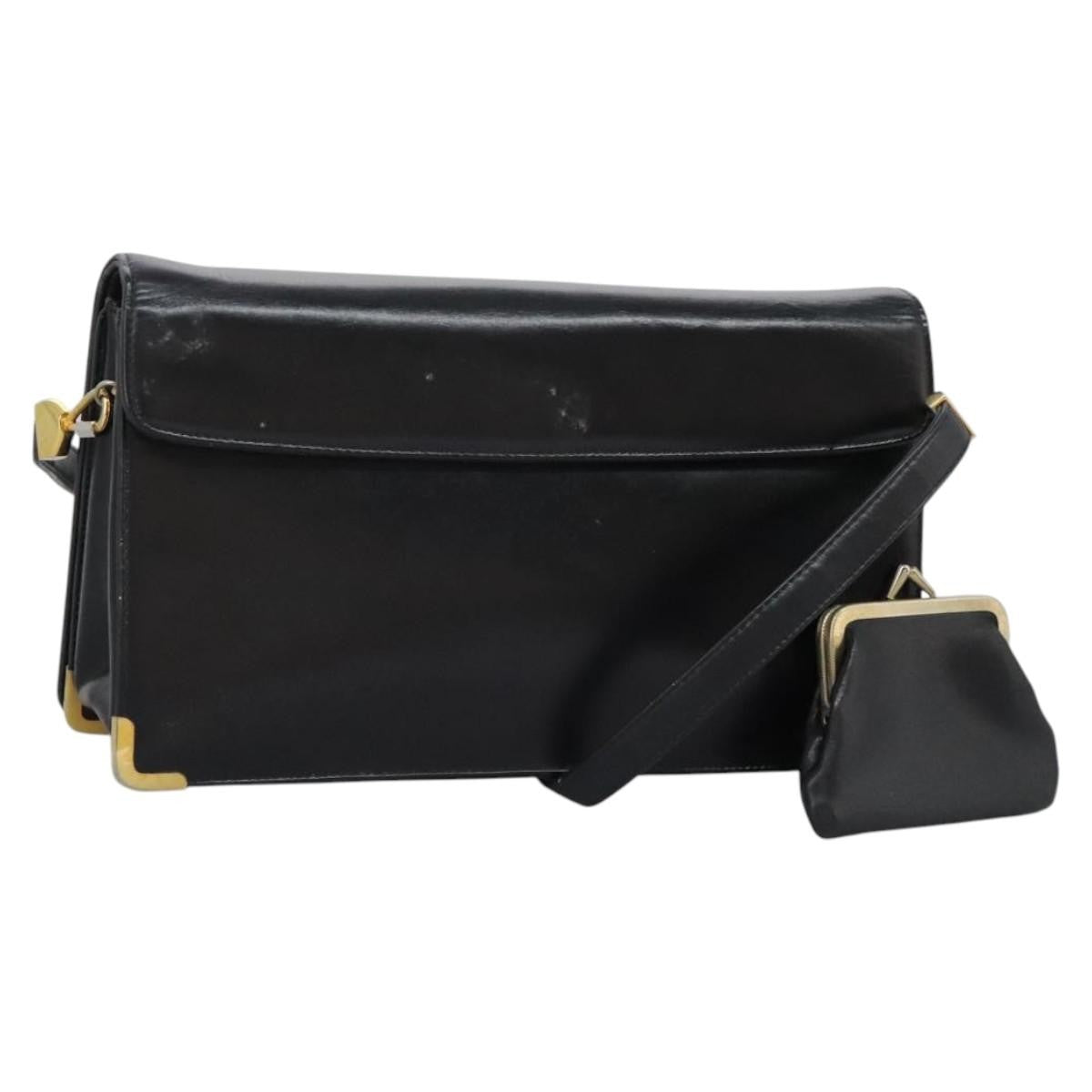 Christian Dior Vintage Shoulder Bag Leather, BLACK, LEATHER, Shoulder bag