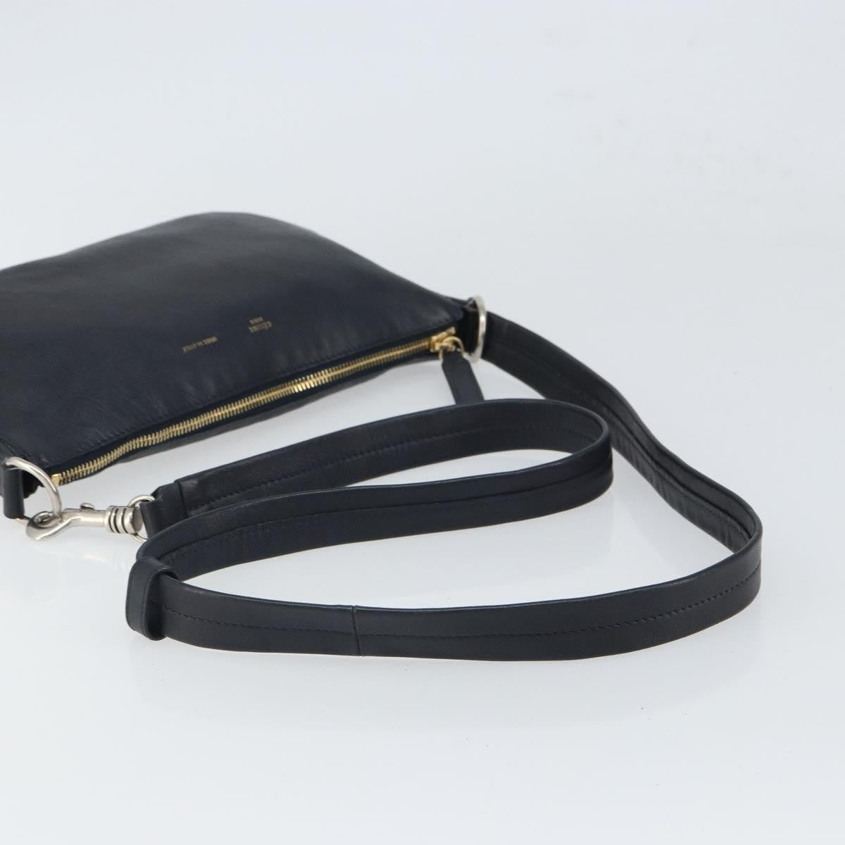 Celine Vintage Shoulder Bag Leather, NAVY, LEATHER, Shoulder bag
