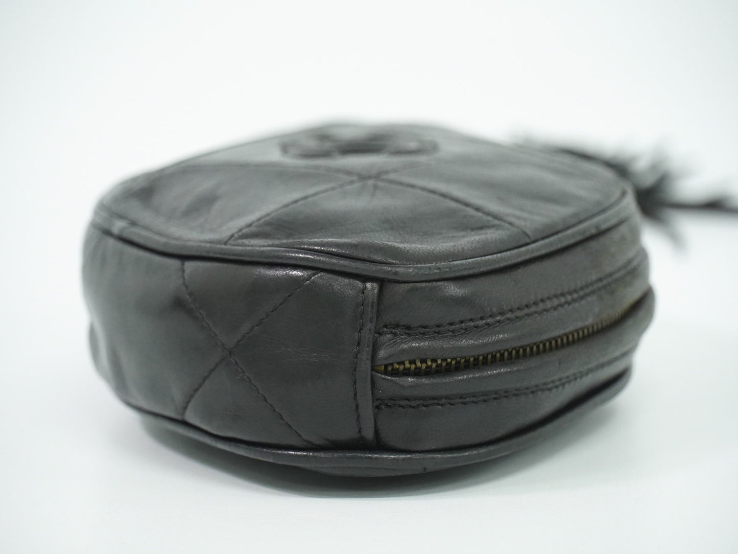 Chanel Vintage Diamond CC Tassel Clutch Quilted Lambskin, BLACK, LEATHER, Clutche & pouche