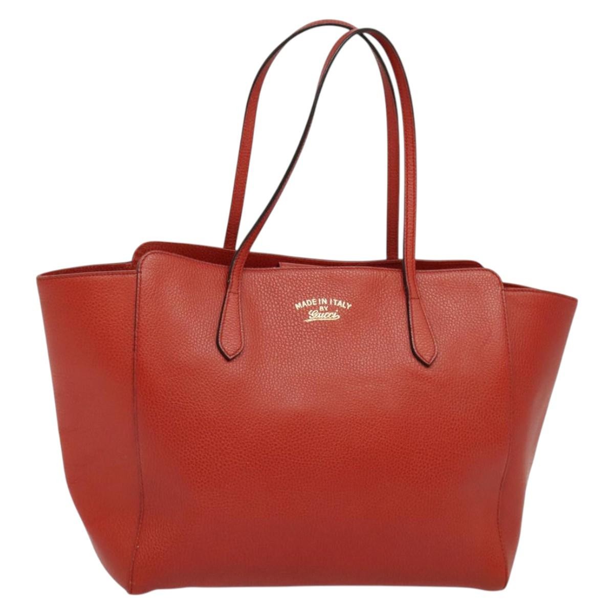 Gucci Swing Tote Leather, RED, LEATHER, Tote bag