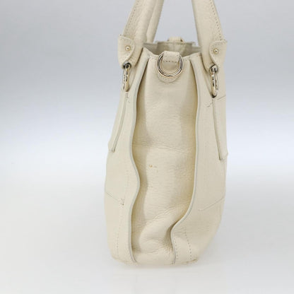 Salvatore Ferragamo Gancini handbag Leather, WHITE, LEATHER, Handbag