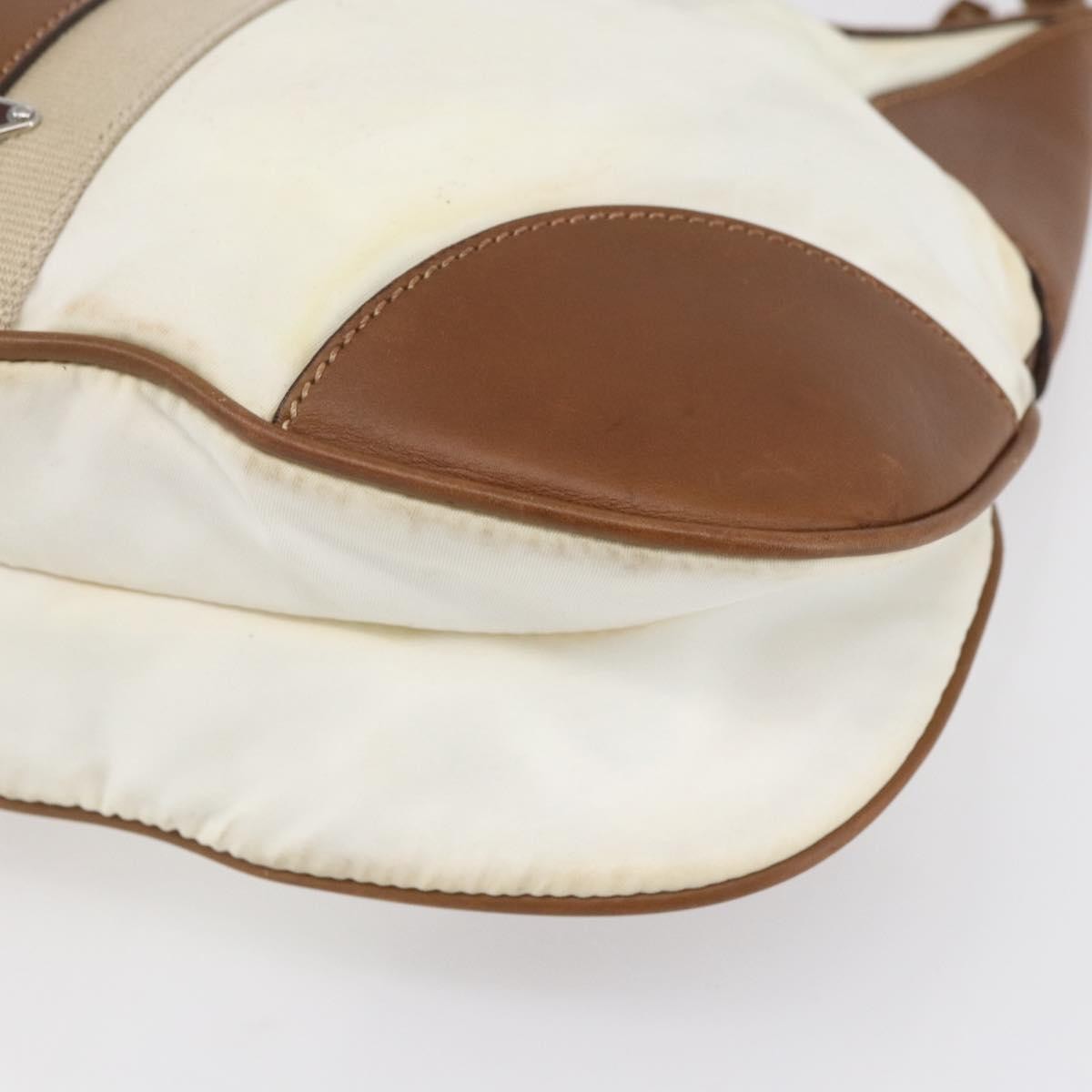 Prada Vintage Shoulder Bag Nylon and Leather, BEIGE, NYLON, Shoulder bag
