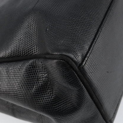 Salvatore Ferragamo Vintage Vara Bow Tote Lizard Embossed Leather, BLACK, LEATHER, Tote bag