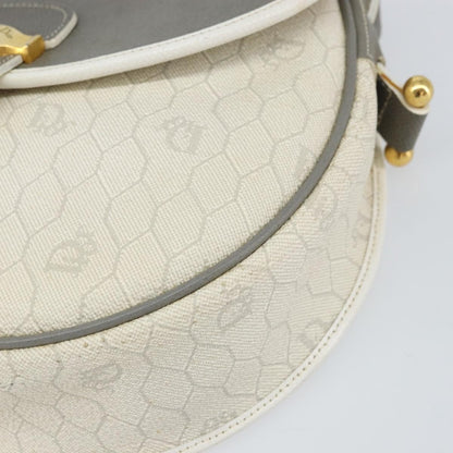 Christian Dior Vintage Honeycomb Flap Crossbody Bag Canvas and Leather, WHITE, CANVAS, Shoulder bag