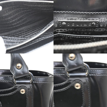 Celine Boogie Satchel Leather, BLACK, LEATHER, Tote bag