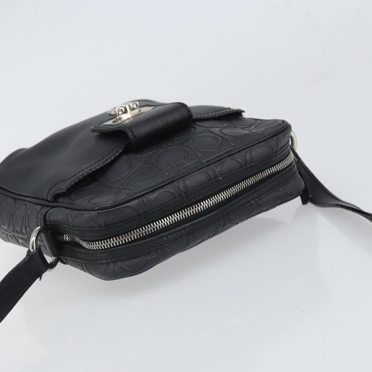 Salvatore Ferragamo Gancini Shoulder Bag Leather, BLACK, LEATHER, Shoulder bag