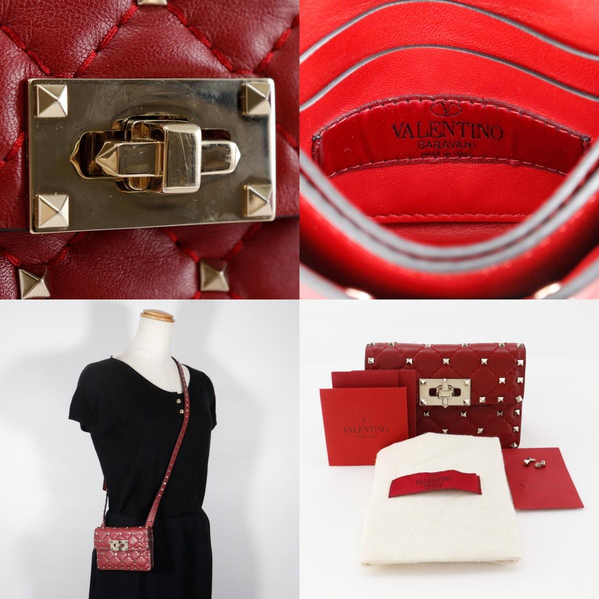 Valentino Garavani Rockstud Shoulder Bag Leather, RED, LEATHER, Shoulder bag