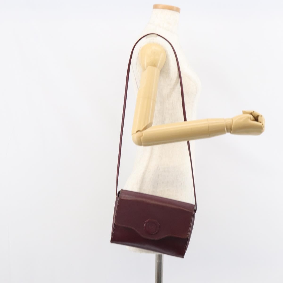 Christian Dior Flap Shoulder Bag Leather, BURGUNDY, LEATHER, Shoulder bag