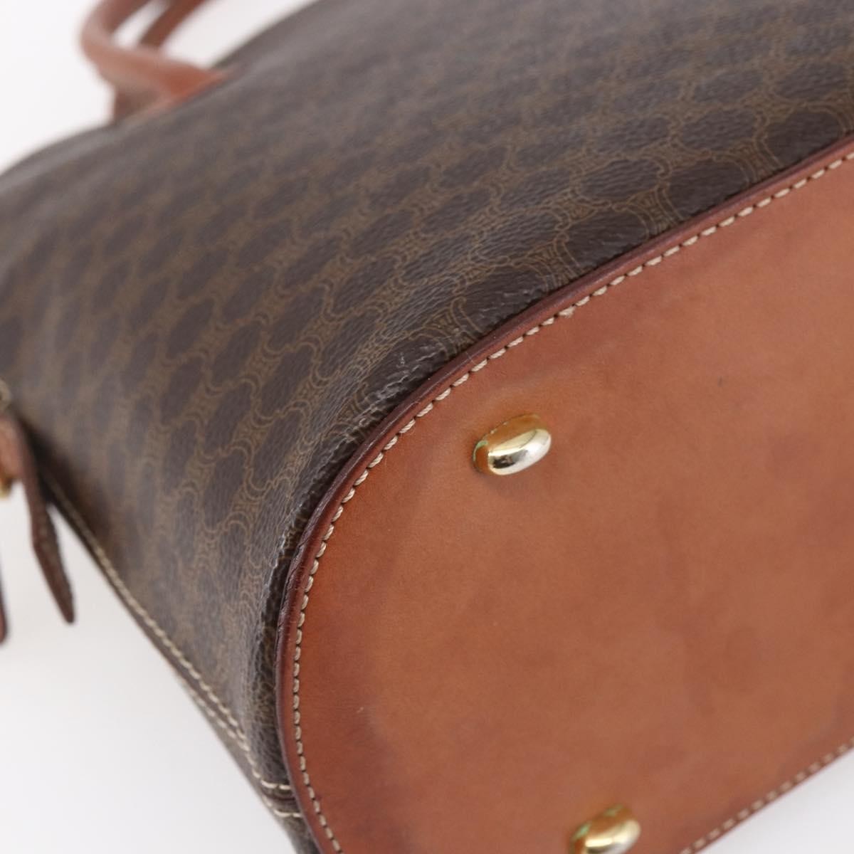 Celine Vintage Macadam Handbag Canvas, BROWN, CANVAS, Handbag