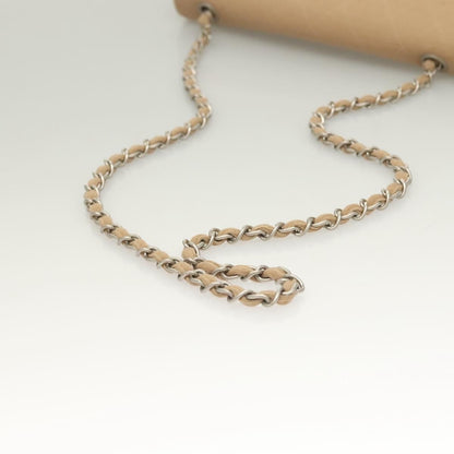 Chanel Matelasse Chain Shoulder Bag Leather, Beige, Cotton, Shoulder Bag