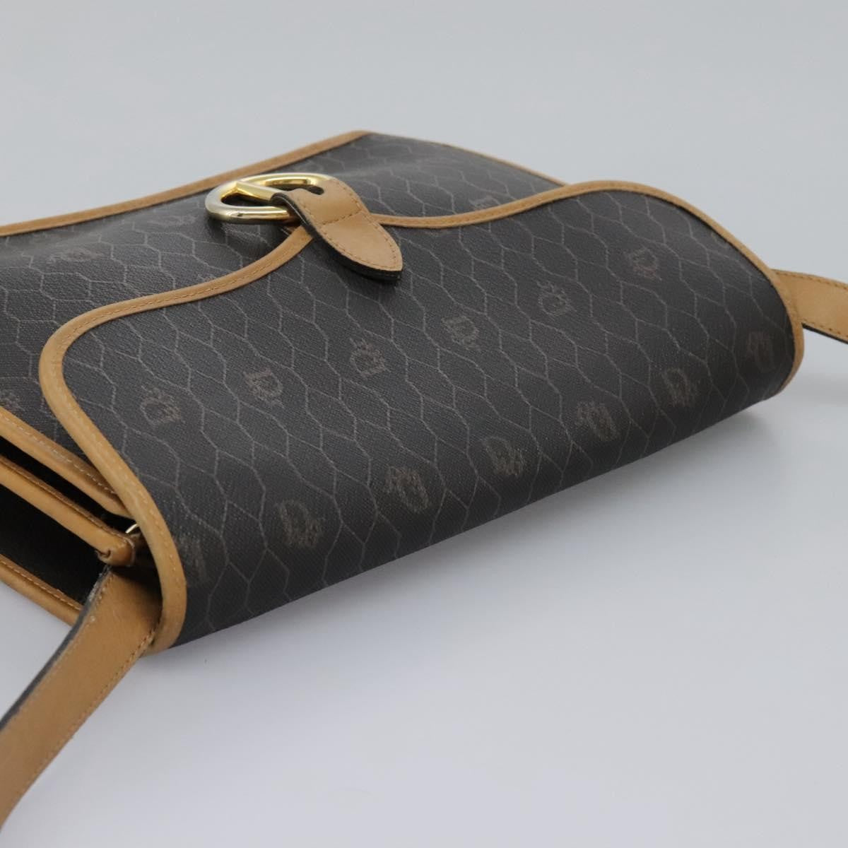 Christian Dior Vintage Honeycomb Flap Crossbody Bag Canvas and Leather, BLACK, CANVAS, Crossbody bag