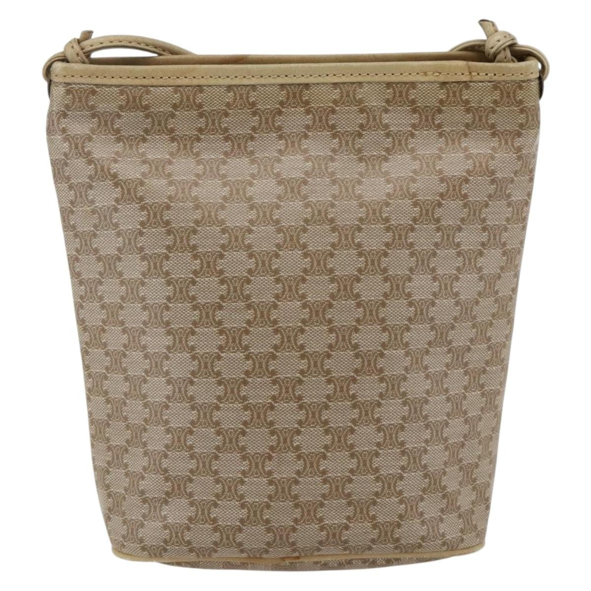 Celine Vintage Macadam Shoulder Bag Canvas, BEIGE, CANVAS, Shoulder bag