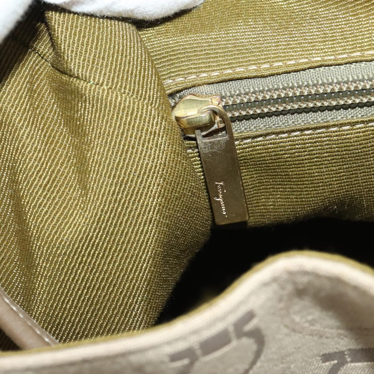 Salvatore Ferragamo Gancini Backpack Canvas, BEIGE, CANVAS, Backpack
