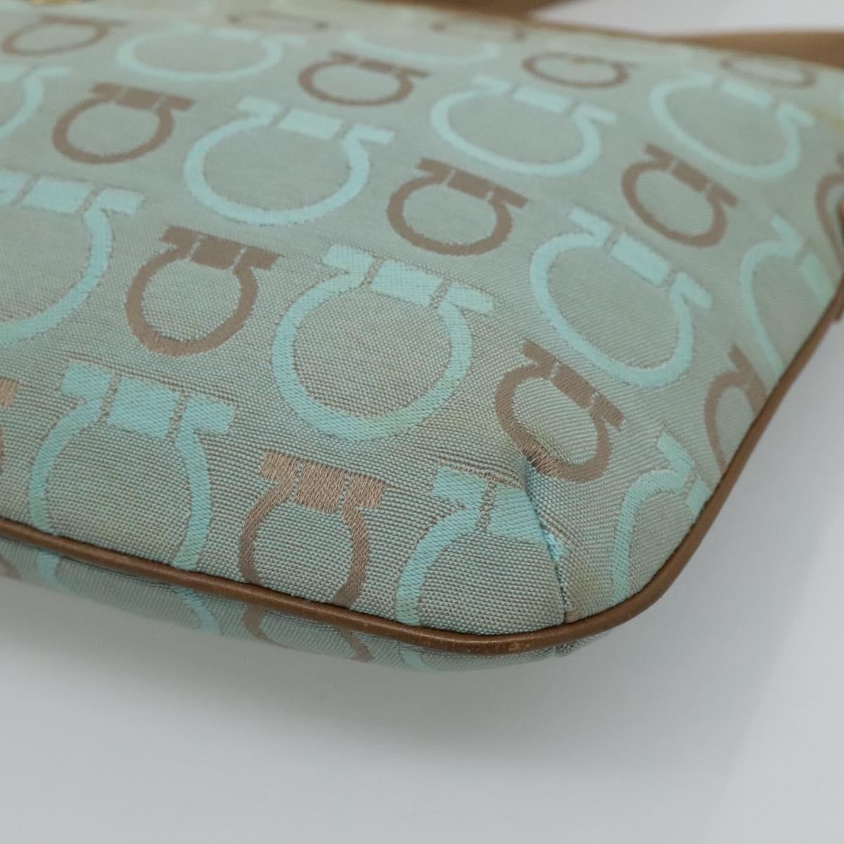 Salvatore Ferragamo Gancini Shoulder Bag Canvas, BLUE, CANVAS, Shoulder bag