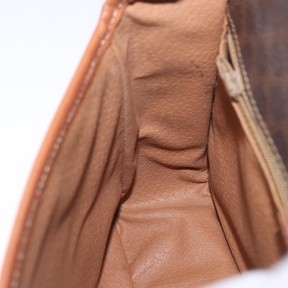 Celine Vintage Macadam Circle Logo Shoulder Bag Canvas and Leather, Brown, Canvas, Shoulder Bag