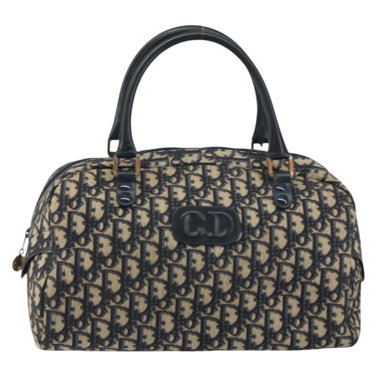 Christian Dior Vintage Trotter Boston Bag Diorissimo Canvas, NAVY, CANVAS, Handbag