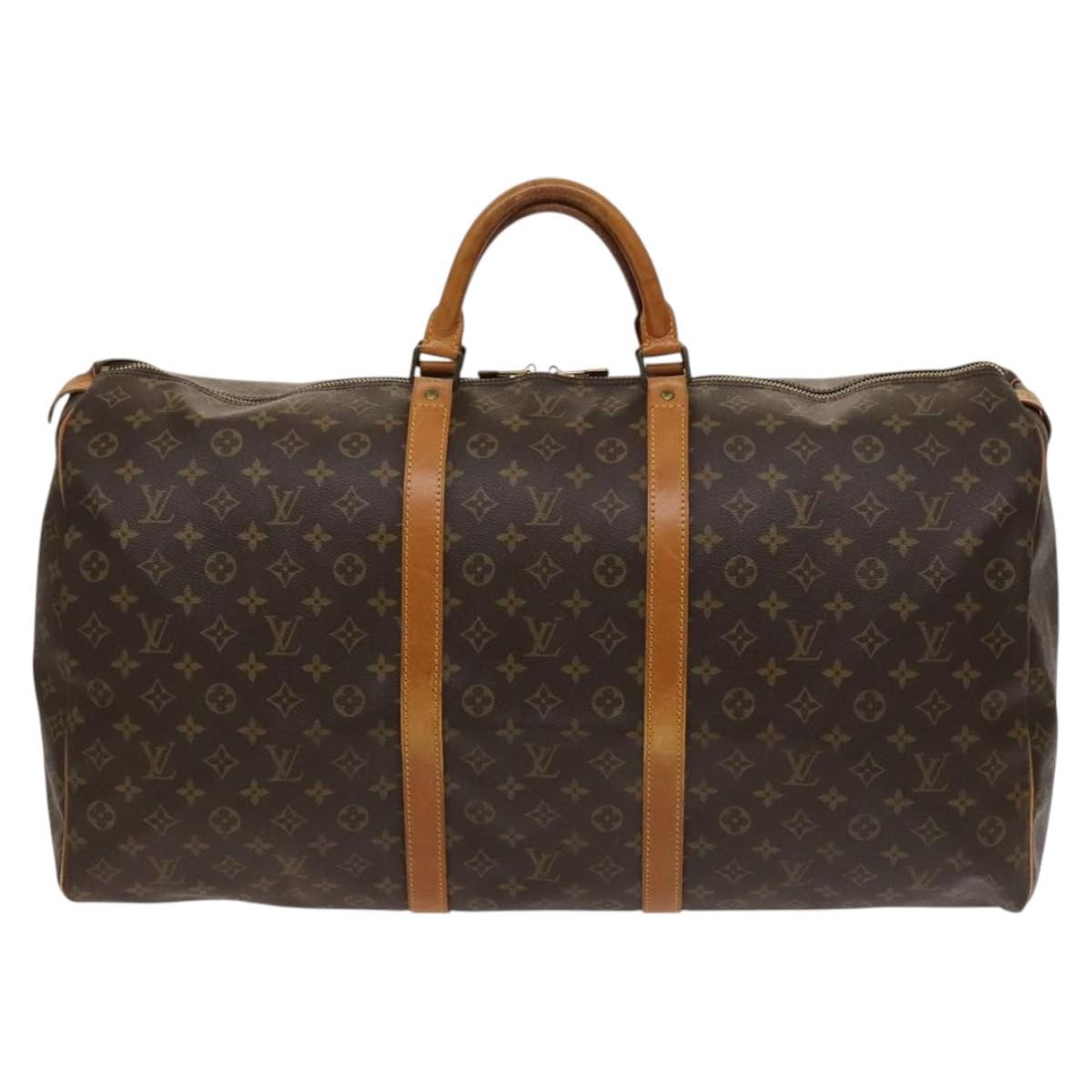 Louis Vuitton Keepall Bag Monogram Canvas, BROWN, CANVAS, Travel bag