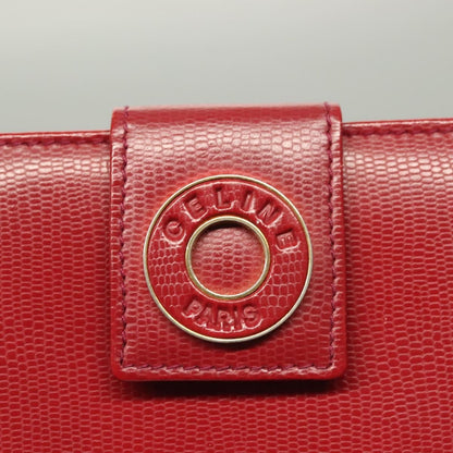 Celine Circle Logo Compact Wallet Leather, RED, LEATHER, Wallets