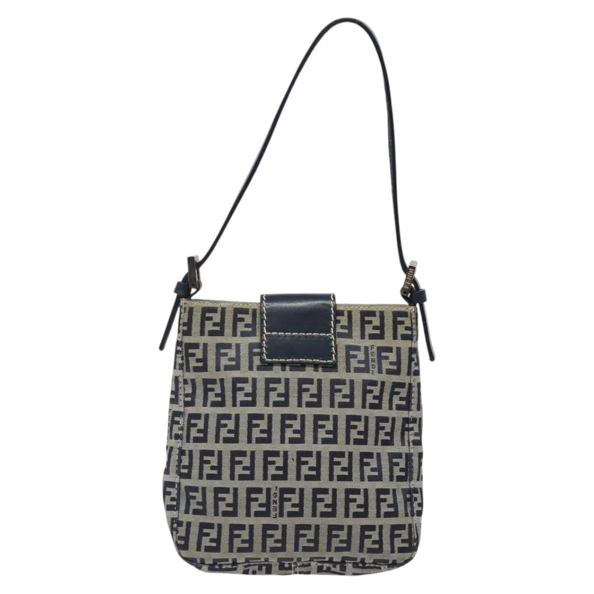 Fendi Vintage Shoulder Bag Zucca Canvas, NAVY, CANVAS, Shoulder bag
