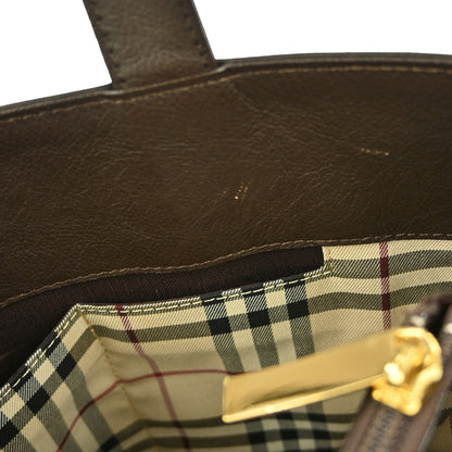 Burberry Vintage Handbag Leather, BROWN, LEATHER, Handbag