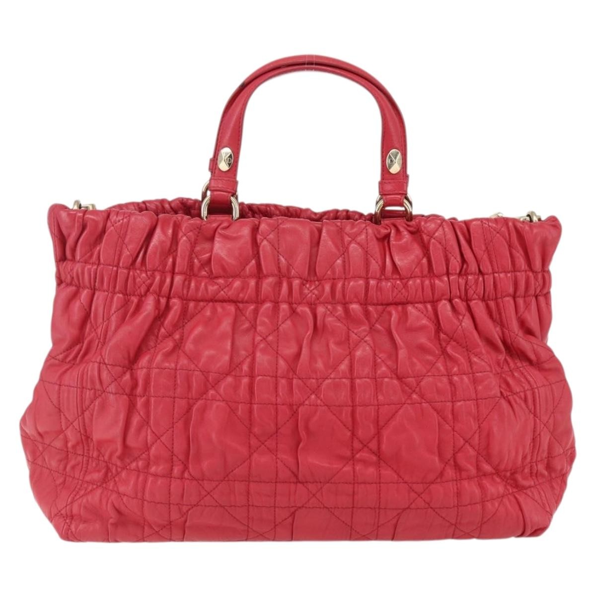 Christian Dior Delices Tote Cannage Quilt Leather, RED, LEATHER, Tote bag