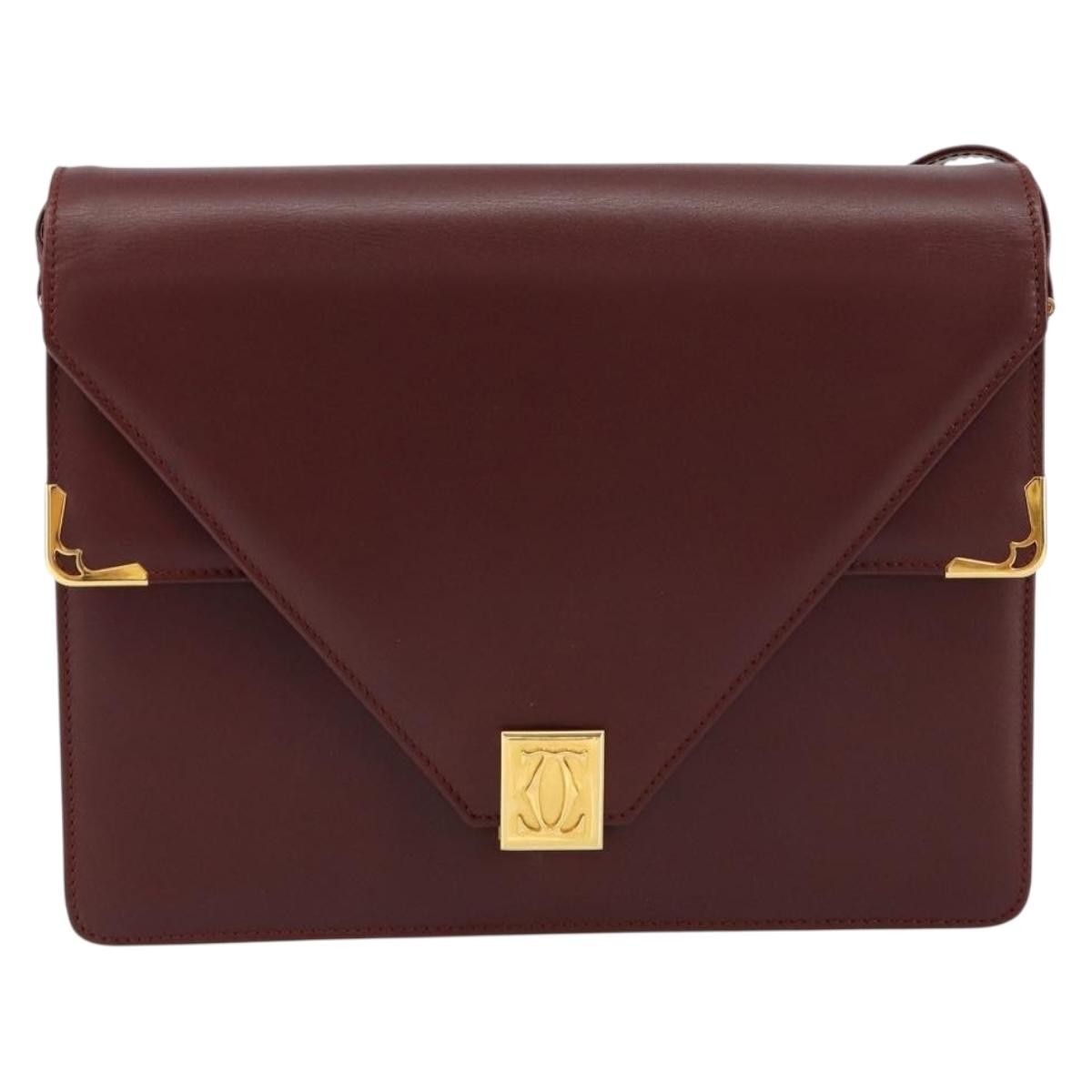 cartier Must de Cartier Shoulder Bag Leather, BURGUNDY, LEATHER, Shoulder bag