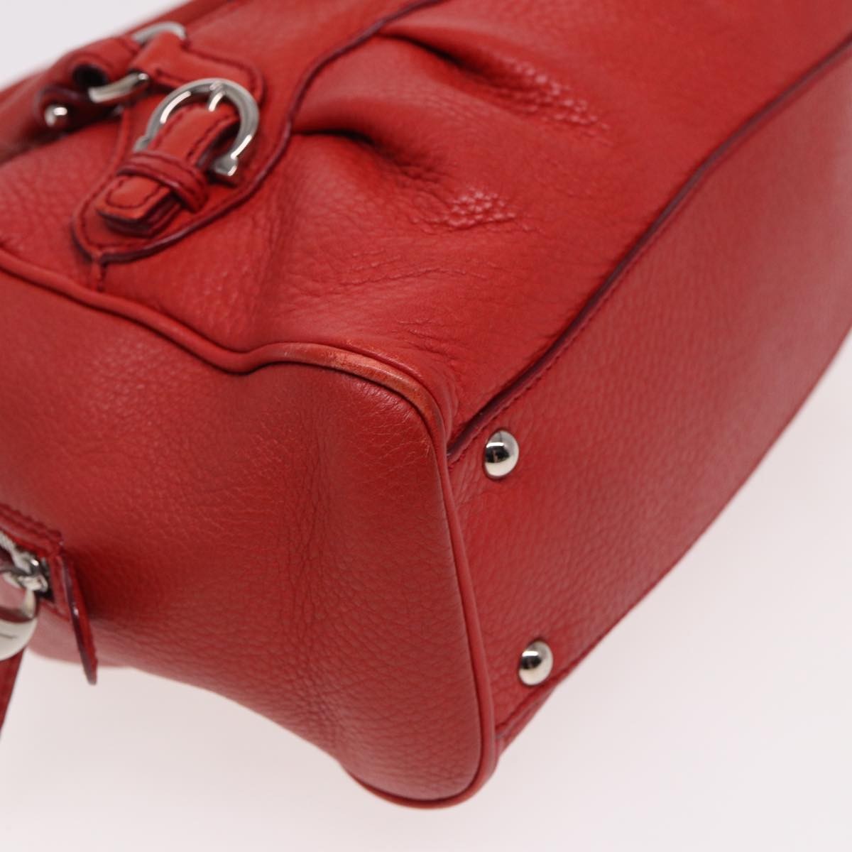 Salvatore Ferragamo Gancini Buckle Shoulder Bag Leather, RED, LEATHER, Handbag