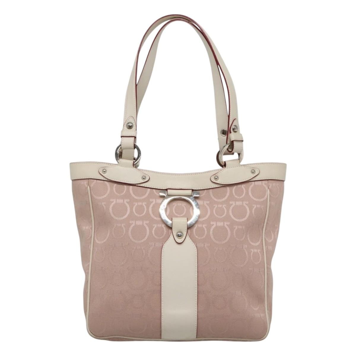 Salvatore Ferragamo Gancini Tote Canvas, PINK, CANVAS, Tote bag