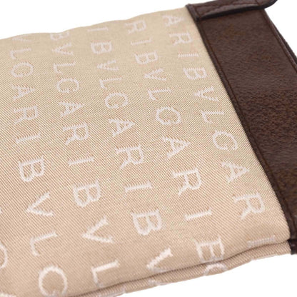 Bvlgari Logomania Shoulder Bag Canvas with Leather, BEIGE, CANVAS, Shoulder bag