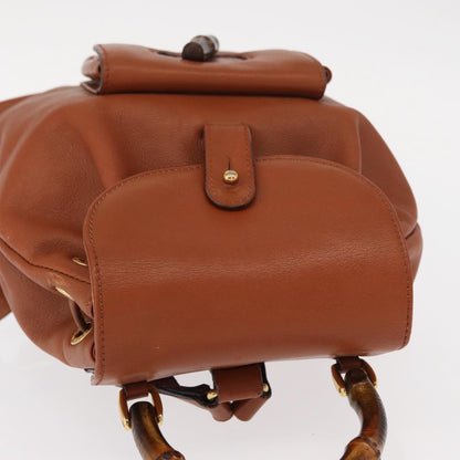 Gucci Vintage Bamboo Backpack Leather, BROWN, LEATHER, Backpack