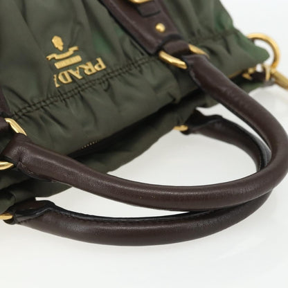 Prada Gaufre Convertible Satchel Tessuto, KHAKI, NYLON, Handbag