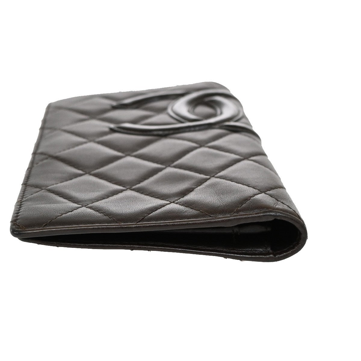 Chanel Cambon Zip Around Wallet Quilted Lambskin, BROWN, PATENT_LEATHER, Wallets
