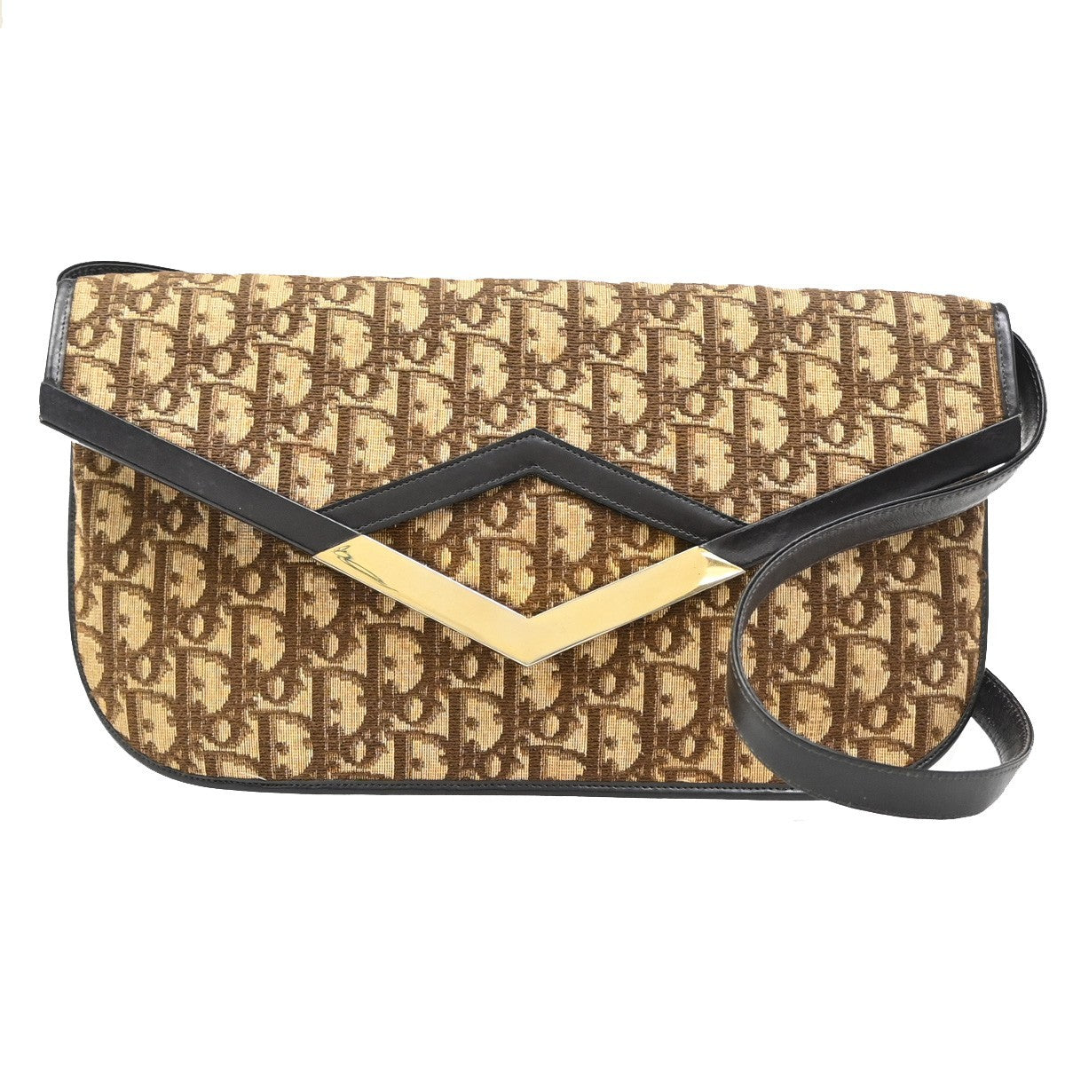 Christian Dior Vintage Trotter Shoulder Bag Canvas, BROWN, CANVAS, Shoulder bag