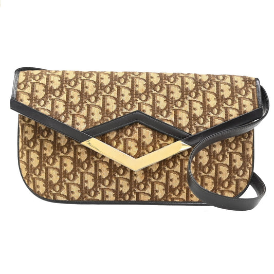 Christian Dior Vintage Trotter Shoulder Bag Canvas, BROWN, CANVAS, Shoulder bag