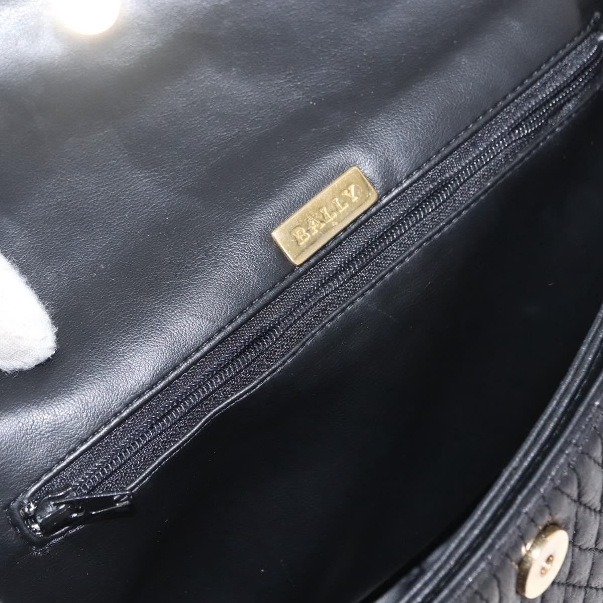 Bally Vintage Chain Shoulder Bag Quilted Leather, BLACK, LEATHER, Shoulder bag