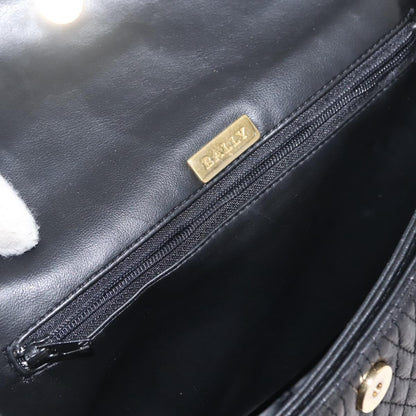 Bally Vintage Chain Shoulder Bag Quilted Leather, BLACK, LEATHER, Shoulder bag