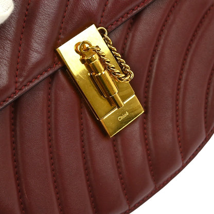 Chloe Drew Bijou Crossbody Bag Quilted Leather, BURGUNDY, LEATHER, Shoulder bag