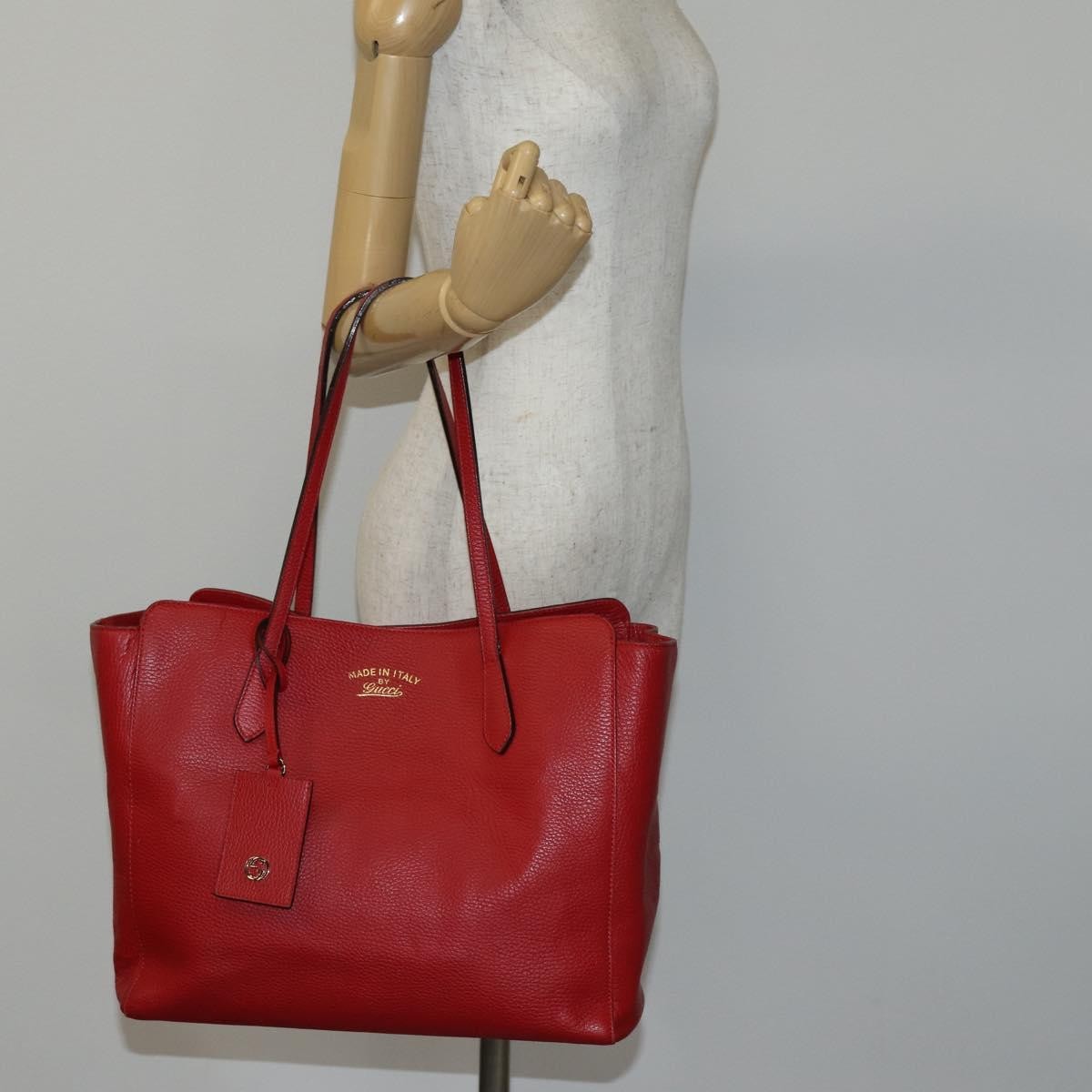 Gucci Swing Tote Leather, RED, LEATHER, Tote bag